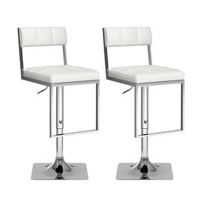 Set Of 2 Adjustable Square Tufted Leatherette Barstool - Corliving - Image 7