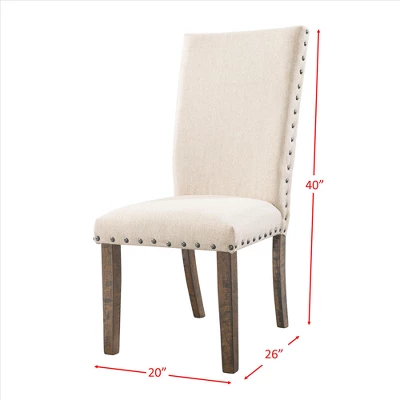 5pc Dex Extendable Dining Table Set, 4 Upholster Side Chairs Walnut Brown/ Cream - Picket House Furnishings - Image 10