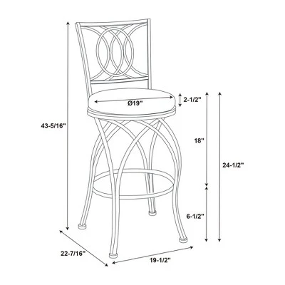 24.5" Dana Big & Tall Metal Crossed Legs Counter Height Barstool Bronze - Powell Company - Image 9