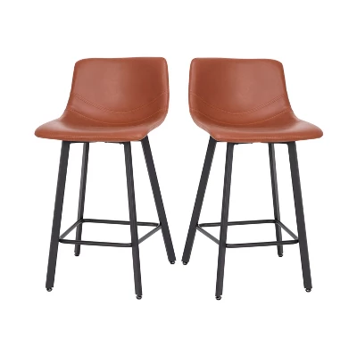 Flash Furniture Caleb Modern Armless 24 Inch Counter Height Stools Commercial Grade With Footrests And Matte Metal Frames, Set Of 2 - Image 12