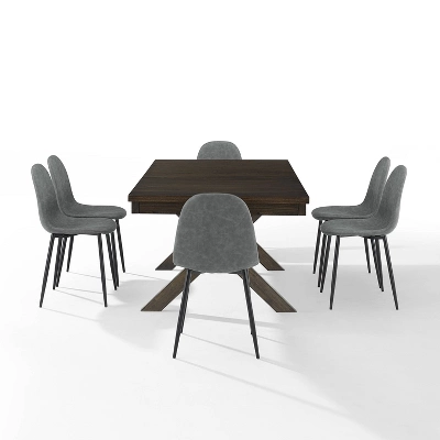 7pc Hayden Extendable Dining Set With Weston Chairs Distressed Gray/Slate - Crosley - Image 7