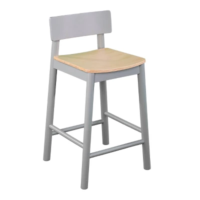 Set Of 2 Poyor 33.5" Two-Tone Counter Height Barstools Gray/Natural - Aiden Lane - Image 4
