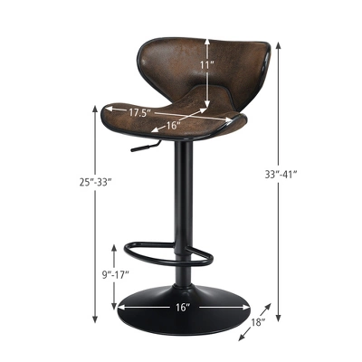 Costway Set Of 2 Adjustable Bar Stools Swivel Bar Chairs Pub Kitchen Brown - Image 2