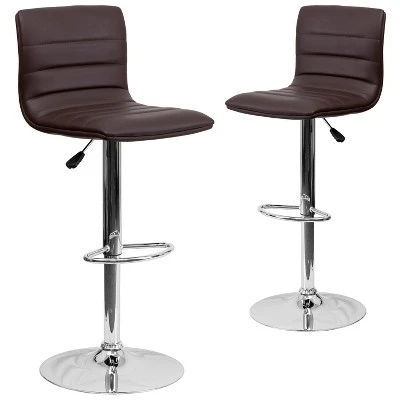 Emma And Oliver Modern Vinyl Adjustable Height Barstool With Horizontal Stitch Back, Set Of 2 - Image 15