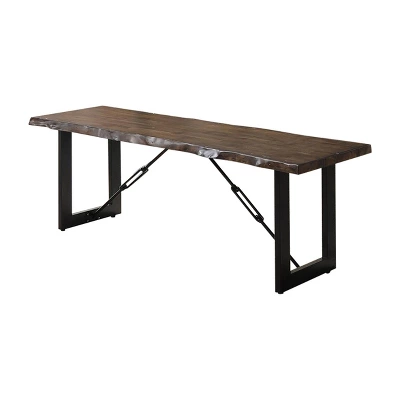 3pc Iohomes Kopec Industrial Style Dining Table Set Walnut - HOMES: Inside + Out - Image 3