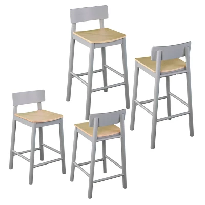 Set Of 2 Poyor 33.5" Two-Tone Counter Height Barstools Gray/Natural - Aiden Lane - Image 9