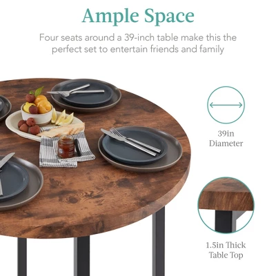 Best Choice Products 5-Piece Modern Round Counter Height Dining Set W/ 4 Chairs, 1.5in Thick Table - Image 2