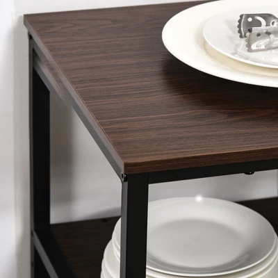 HOMCOM Industrial Wine Rack With 11-Bottles Holder, Free Standing Wine Shelf With Glass Holders For Home Bar, Kitchen, Dark Brown - Image 5