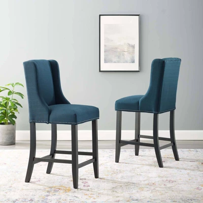 Set Of 2 Baron Counter Height Barstool Upholstered Fabric - Modway - Image 6