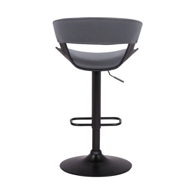 Karine Adjustable Swivel Faux Leather Metal Barstool Gray/Black - Armen Living - Image 4