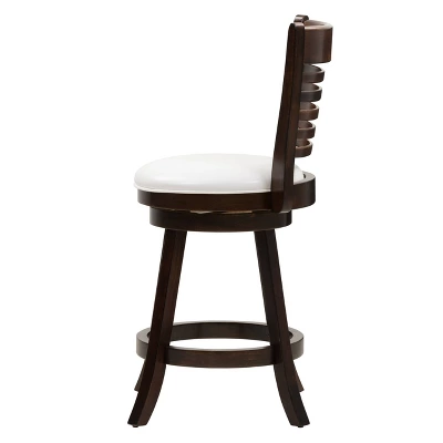 Set Of 2 Woodgrove Counter Height Barstools With Slat Backrest Dark Cappuccino White - CorLiving - Image 4