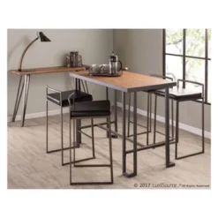 Set Of 2 26" Fuji Contemporary Stackable Counter Height Barstools Antique With Cushion