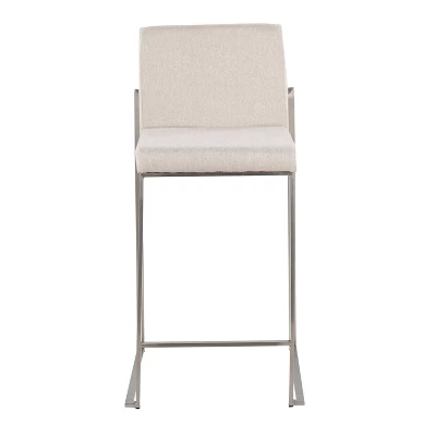 Set Of 2 FujiHB Polyester/Steel Counter Height Barstools Beige - LumiSource - Image 5