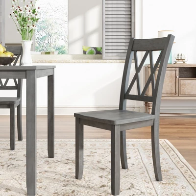 6-Piece Farmhouse Rustic Wooden Dining Table Set With 4 Cross Back Chairs And Bench - ModernLuxe - Image 7