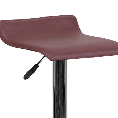 Emma And Oliver Solid Wave Seat Vinyl Adjustable Height Barstool With Chrome Base - Image 4