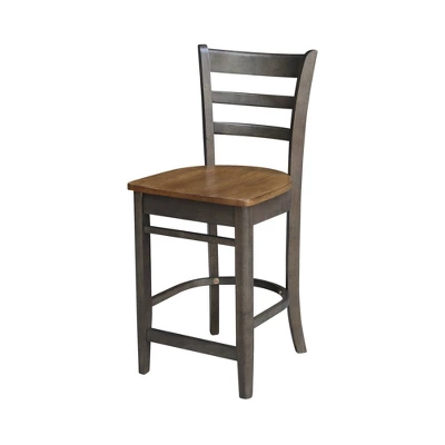 30" Austin Round Pedestal Counter Height Dining Set With 2 Emily Stools Hickory Brown - International Concepts - Image 2