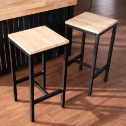 Set Of 2 Nashhex Kitchen Counter Height Barstools Black/Natural - Aiden Lane