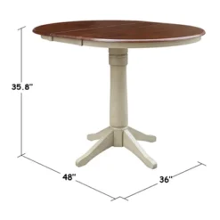 36" Magnolia Round Top Counter Height Dining Table With 12" Leaf - International Concepts