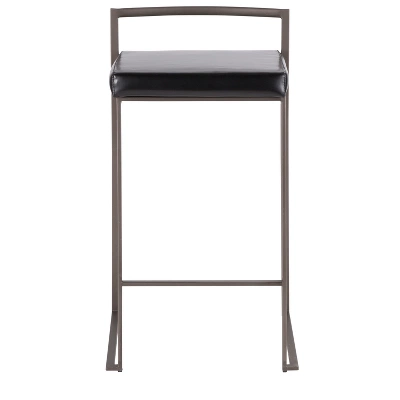 Set Of 2 26" Fuji Contemporary Stackable Counter Height Barstools Antique With Cushion - Image 5