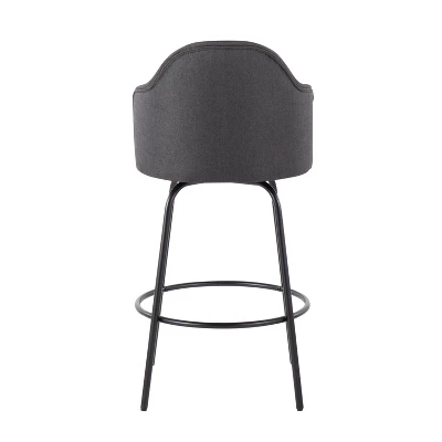 Set Of 2 Ahoy Metal/Polyester Counter Height Barstools Black/Charcoal - LumiSource - Image 4