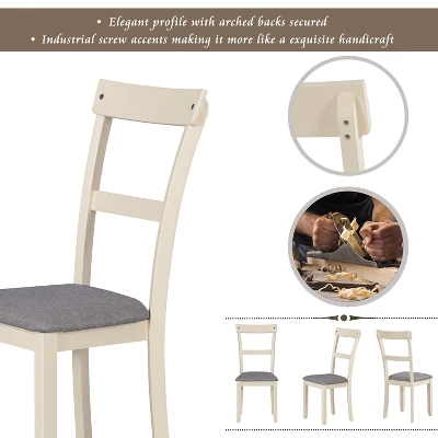 5 Piece Industrial Dining Table Set Wooden Kitchen Table And 4 Chairs, Cottage White - ModernLuxe - Image 9