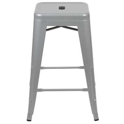 Flash Furniture 24" High Metal Counter-Height, Indoor Bar Stool - Stackable Set Of 4 - Image 9