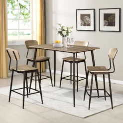 5pc Markfil Rectangle Counter Height Dining Table Set - MiBasics