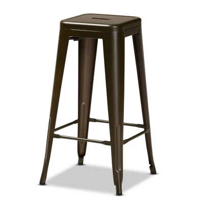 4pc Horton Gunmetal Metal Stackable Barstool Set Gun Metal - Baxton Studio