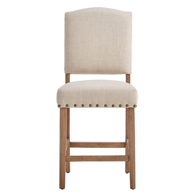 Set Of 2 24" Iverson Nailhead Trim Linen Counter Height Barstools - Inspire Q - Image 2