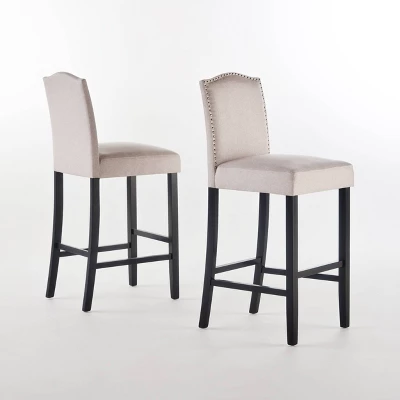 Set Of 2 Darren Contemporary Upholstered Barstools With Nailhead Trim - Christopher Knight Home - Image 6
