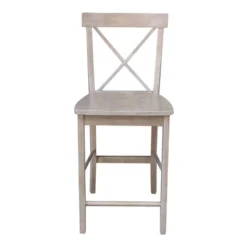 X Back Stool Washed Gray/Taupe - International Concepts