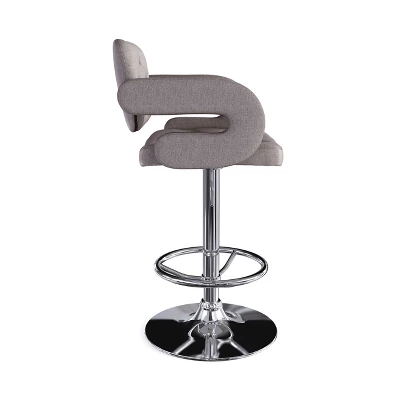 Set Of 2 Adjustable Tufted Fabric Barstool With Armrests - CorLiving - Image 2