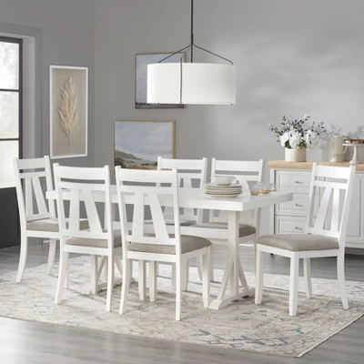 7pc Miller Rectangular Dining Set White - Lifestorey