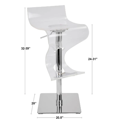 Viva Contemporary Adjustable Barstool Wood/White - LumiSource - Image 7