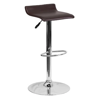 Emma And Oliver Solid Wave Seat Vinyl Adjustable Height Barstool With Chrome Base - Image 12