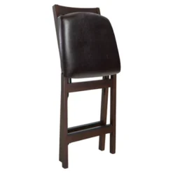 Set Of 2 Folding Counter Height Barstools With Bonded Leather Espresso - Stakmore