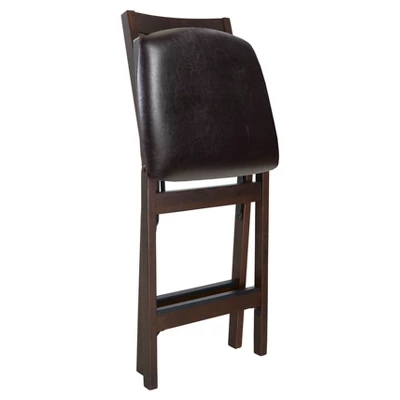 Set Of 2 Folding Counter Height Barstools With Bonded Leather Espresso - Stakmore
