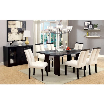 7pc StevensonĀ Glass Insert Open Shelf W/Led Lights Dining Table Set Black - HOMES: Inside + Out - Image 7