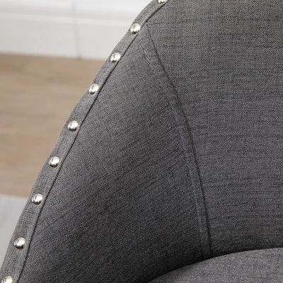 HOMCOM Bar Stools Set Of 4, Linen Fabric Kitchen Counter Stools With Nailhead Trim, Rubber Wood Legs And Footrest For Dining Room, Pub, Dark Gray - Image 5