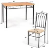 Costway 5 PC Dining Set Wood Metal 30" Table And 4 Chairs Black Kitchen Breakfast Furniture