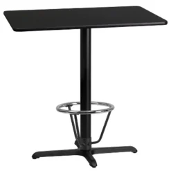 Emma And Oliver 24"x42" Black Laminate Bar Table Top-23.5"x29.5" Base/Foot Ring
