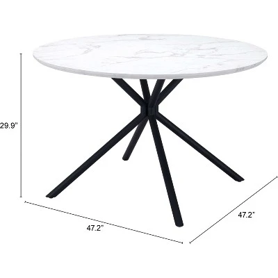47.2" Lois Round Dining Table White - ZM Home - Image 10