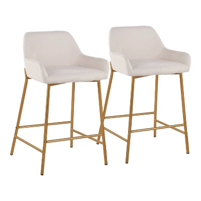 Set Of 2 Daniella Metal/Polyester Counter Height Barstools - LumiSource - Image 14