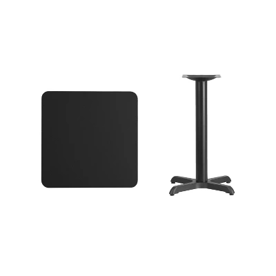 Emma And Oliver 24" Square Black Laminate Table Top With 22"x22" Table Height Base