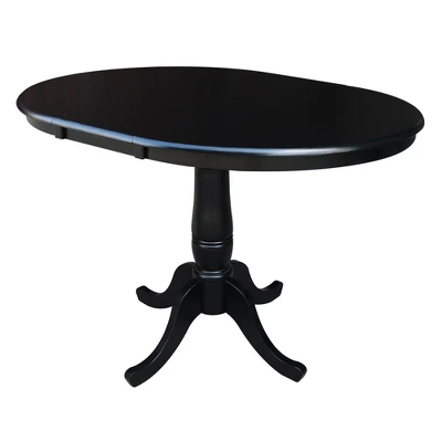 36" Round Top Pedestal Dining Table With 12" Drop Leaf - International Concepts - Image 3