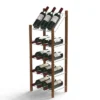 Life Story MyWinebar 15 Bottle Wine Holder Wood Frame Floor Storage Rack Display Stand With Tilted Top Shelf And 4 Flat Display Shelves
