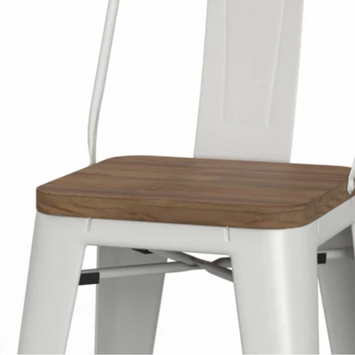 Set Of 2 24" Josephine Metal/Wood Counter Height Barstools White - WyndenHall - Image 2