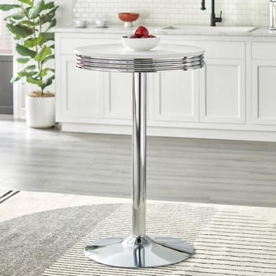 Raleigh Retro Bar Height Pub Dining Table White/Chrome - Buylateral