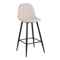 Set Of 2 Pebble Metal Polyester Barstools - Lumisource