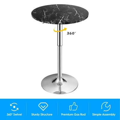 Costway Round Bistro Bar Table Height Adjustable 360-degree Swivel Black - Image 5
